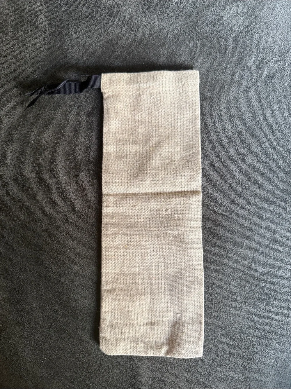 Gucci Beige Pouch Black Drawstring Ribbon Travel Storage Dust Bag 3.25” x 9”